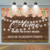 Lofaris Pink Floral Wood Board House Warming Backdrop for Party